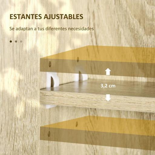 Armario de Baño de Pared con Espejo Estantes Ajustables y Toallero Diseño Compacto para Lavabo o WC 60x15x70 cm Roble [4]