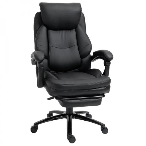  Silla de Oficina Ergonómica Silla de Escritorio Ajustable en Altura con Respaldo Inclinable hasta 130° Función Basculante y Resposapiés Retráctil Acero 65,5x79x112-118 cm Negro [8]