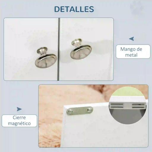 Comedero Elevado para Perros Grandes con 2 Cuencos de 2000ml y Almacenamiento Oculto 60x30x35,5 cm Blanco [4]