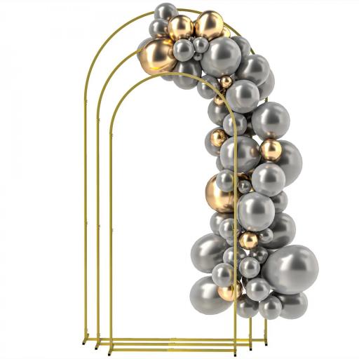 Set de 3 Arcos de Jardín para Rosas de Metal de 220/200/180 cm con Recubrimiento en Polvo para Patio Terraza Dorado [8]