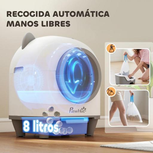 Arenero Gatos Autolimpiable 80L Eliminación de Olores Control de APP Protección de Seguridad 1 Rollo de Bolsas de Basura [6]