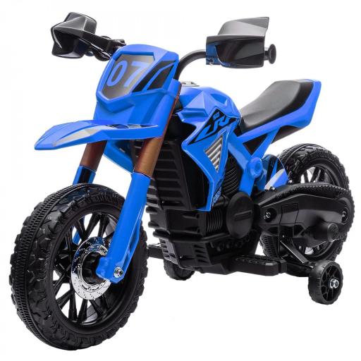 Moto Eléctrica para Niños de +3 Años Moto de Batería para Niños 12V con Ruedas Auxiliar y Bocina Carga 30 kg Azul [9]