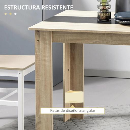Mesa de Comedor para 4-6 Personas Mesa de Cocina Rectangular Estilo Moderno 120x69x75 cm Roble y Negro [6]