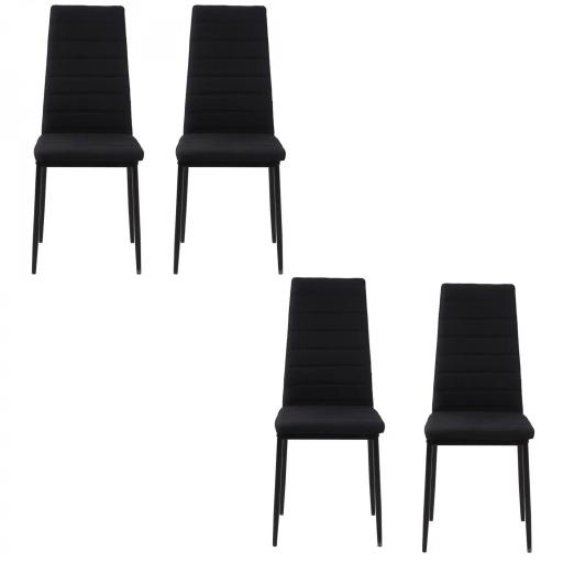 Pack de 4 Sillas de Cocina Modernas Tapizadas en Lino y Patas de Metal para Salón Carga 120 kg 41x50x97 cm Negro [8]