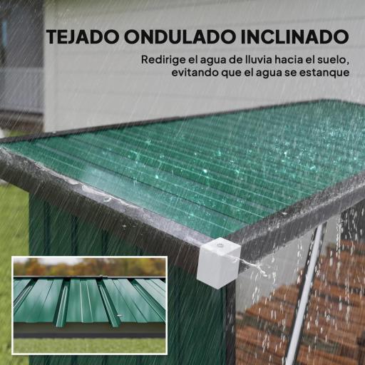 Casetilla para Leña de Acero Galvanizado con Base Elevada y Techo Inclinado 213x66,5x150 cm Verde [4]