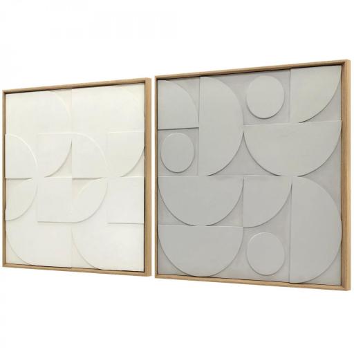 Decoración de Pared de Madera 3D de 2 Piezas con Patrones Geométricos Huecos para Salón Dormitorio Pasillo Blanco [9]