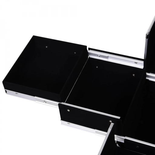 Maletín de Maquillaje Profesional con Cajón Maleta de Maquillaje con Ruedas para Viaje Trabajo 34x25x62 cm Negro [6]
