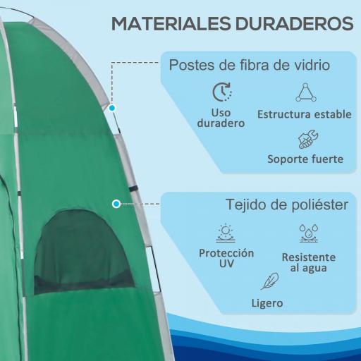 Tienda de Ducha Portátil Tienda de Privacidad Emergente 122x122x213 cm UPF30+ Cambiador para Camping WC Inodoro Verde [3]