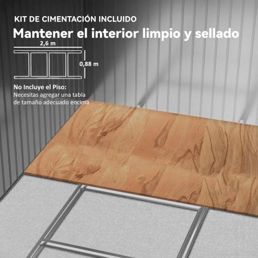 Cobertizo de Jardín 4,9 m² 277x195x192 cm con 2 Puertas Corredizas Techo Inclinado y 4 Ventanas Marrón [3]