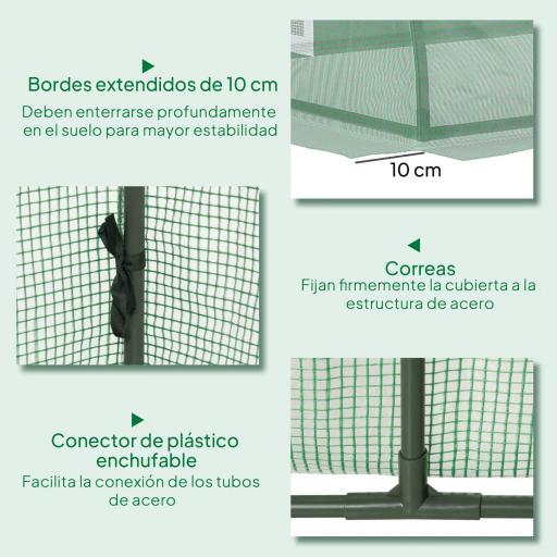 Invernadero Pequeño para Cultivo de Plantas con 4 Ventanas Marco de Acero y Cubierta de PE Anti-UV 200x80x45 cm Verde [3]