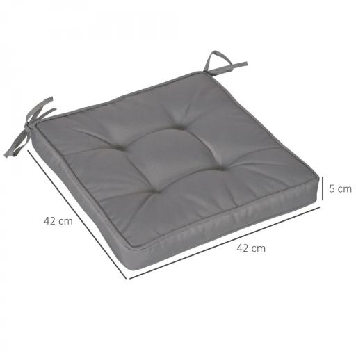 Conjunto de Cojines para Sillas de Comedor y Jardín Impermeable con 2 Amarres de Fijación 42x42x5 cm Gris Oscuro [1]