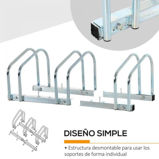 Aparcamiento para 3 Bicicletas Estacionamiento para Aparcar Bicicletas para Interior y Exterior 76x33x27cm Plata [3]
