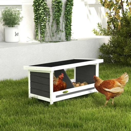 Ponedero para Gallinas de Madera Caja Nido para 2 Gallinas con 2 Departamentos y Techo Asfáltico Gris
