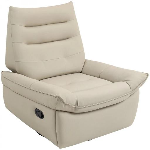 Sillón Relax Reclinable Giratorio Función Balancín Tapizado en PU Reposapiés Asiento Amplio Acolchado Grueso Crema [8]