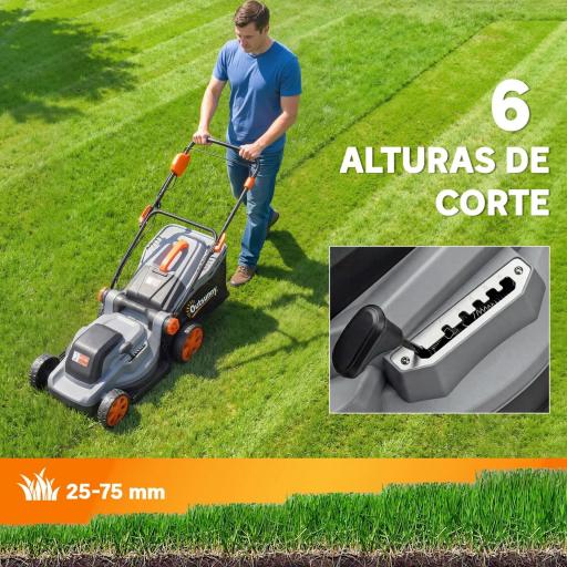 Cortacésped a Batería Inalámbrico 18V con 2 Baterías de 4Ah Ancho de Corte de 34 cm y Función de Mulching Motor 700 W [7]
