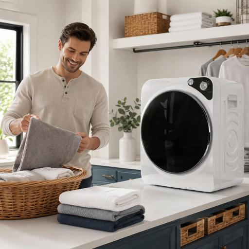Secadora de Ropa Compacta 5 kg 1000W con 5 Modos de Secado Tambor de Acero Inoxidable Blanco [5]
