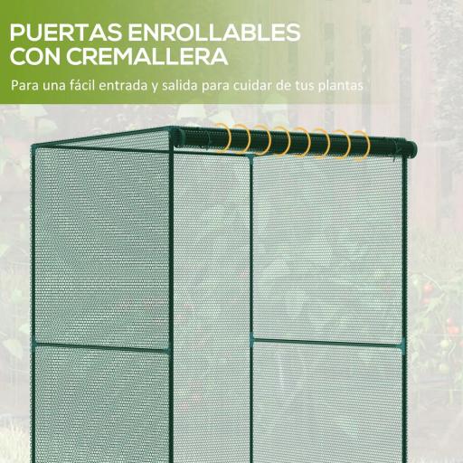 Jaula de Cultivo para Plantas 120x120x180 cm con Puerta Enrollable y Marco de Acero para Jardín Terraza Color Verde [6]