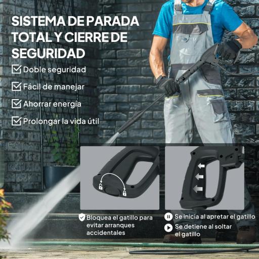 Hidrolimpiadora de Alta Presión 1800W con Accesorios Ángulo Ajustable y Parada Automática 30x27,5x76 cm Rojo y Negro [2]