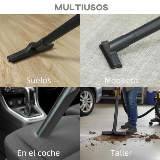 Aspirador en Seco y Húmedo 3 en 1 1200W con Función de Soplador Manguera 2 m Depósito Inoxidable 20L Amarillo [4]