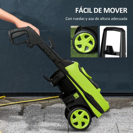 Hidrolimpiadora de Alta Presión 1800W con Accesorios Ángulo Ajustable y Parada Automática 33x31,5x80,5 cm Verde y Negro [7]