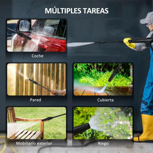 Hidrolimpiadora de Alta Presión 1800W con Accesorios Ángulo Ajustable y Parada Automática 33x31,5x80,5 cm Verde y Negro [3]