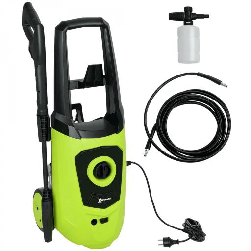 Hidrolimpiadora de Alta Presión 1800W con Accesorios Ángulo Ajustable y Parada Automática 33x31,5x80,5 cm Verde y Negro [9]