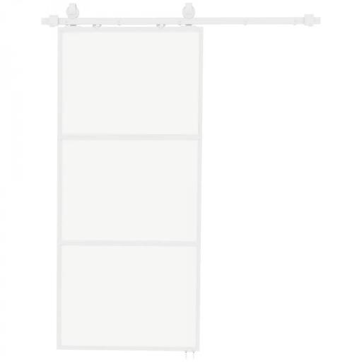 Puerta Corredera de Cristal con Herrajes Mecanismo Cierre Suave para Baño Salón 91,4x203,2 cm Blanco [3]