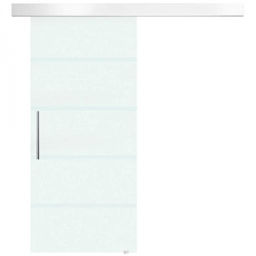 Puerta Corredera de Cristal 90x205 cm Puerta Corrediza Deslizante con Riel de Cristal de Seguridad Translúcido [8]