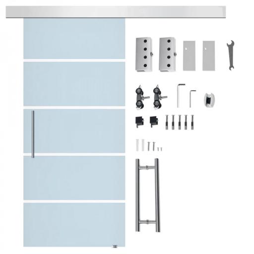 Puerta Corredera de Cristal 102,5x205 cm Puerta Corrediza Deslizante con Riel de Cristal de Seguridad Translúcido [9]