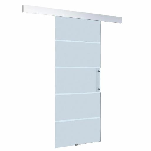 Puerta Corredera de Cristal 102,5x205 cm Puerta Corrediza Deslizante con Riel de Cristal de Seguridad Translúcido [1]