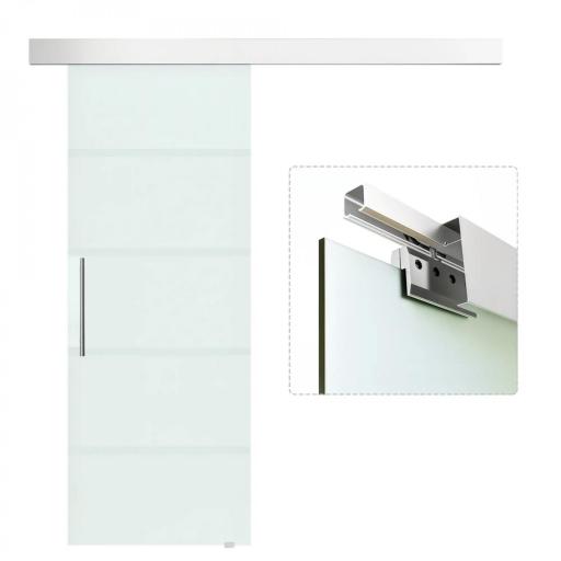 Puerta Corredera de Cristal Satinado 75x210 cm Puerta Corrediza con Riel Tirador y Cristal de Seguridad Translúcido [8]