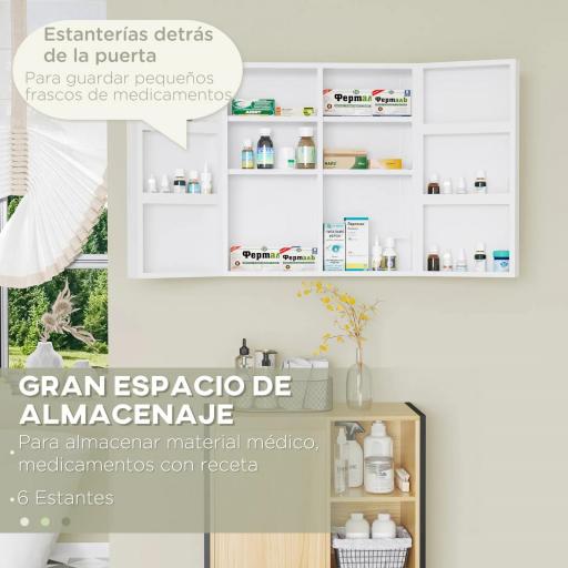 Botiquín para Medicinas de 3 Niveles Armario de Botiquín con Cerradura y 2 Llaves para Cocina Baño 55x18x60 cm Blanco [5]