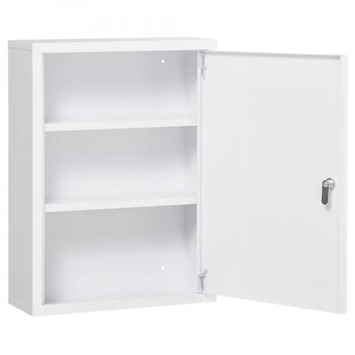 Botiquín de Pared Armario de Medicinas de Acero Armario con 3 Estantes y 2 Llaves para Baño 40x15x53,5 cm Blanco [4]