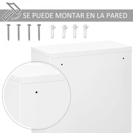 Botiquín de Pared de Metal con 3 Estantes y Cierre con Llave Armario de Medicamentos 40x18x60 cm Blanco [4]
