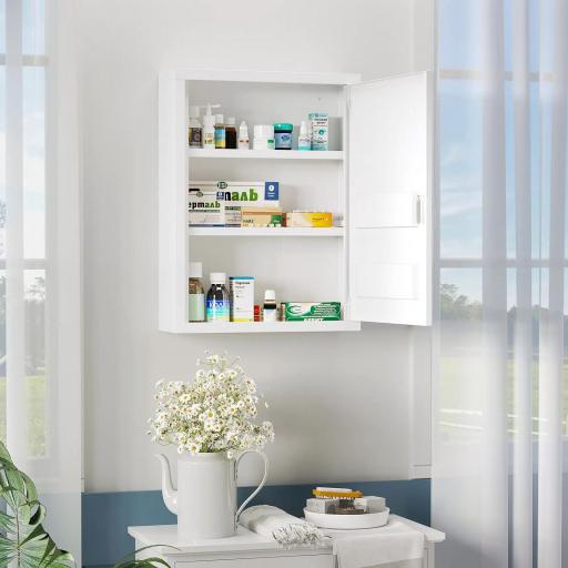 Botiquín para Medicinas de 3 Niveles Armario de Botiquín con Cerradura y 2 Llaves para Cocina Baño 40x15x53,5 cm Blanco