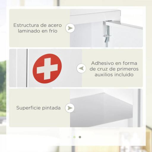 Botiquín para Medicinas de 3 Niveles Armario de Botiquín con Cerradura y 2 Llaves para Cocina Baño 40x15x53,5 cm Blanco [5]