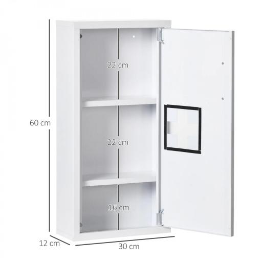 Botiquín para Medicinas de 3 Niveles Botiquín de Pared de Acero con Puerta Magnética para Cocina Baño 30x12x60 cm Blanco [1]