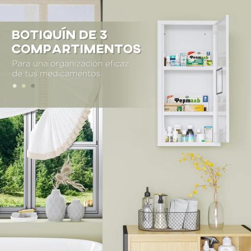 Botiquín para Medicinas de 3 Niveles Botiquín de Pared de Acero con Puerta Magnética para Cocina Baño 30x12x60 cm Blanco [4]