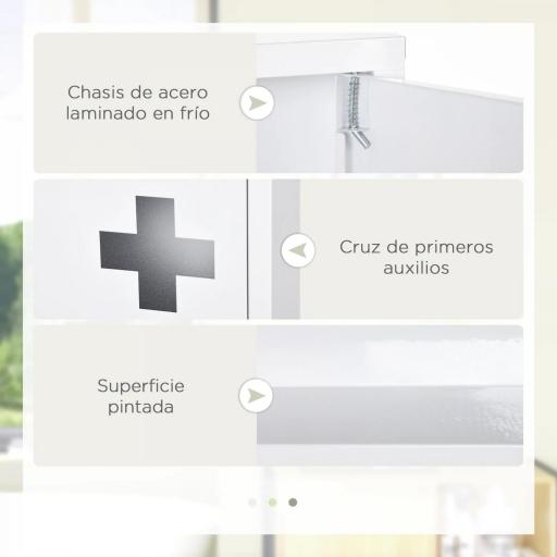 Botiquín para Medicinas de 3 Niveles Botiquín de Pared de Acero con Puerta Magnética para Cocina Baño 30x12x60 cm Blanco [2]