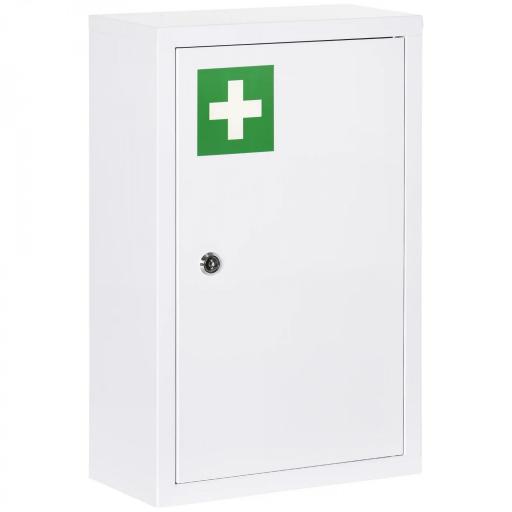 Botiquín de Pared Armario de Medicinas de Acero Armario con 3 Estantes y 2 Llaves para Baño 30x14x46 cm Blanco [5]