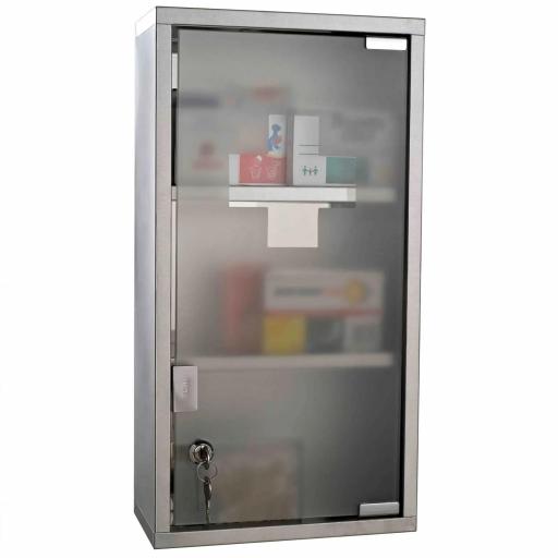Armario de Medicinas Botiquín Gabinete de Primero Auxilios Acero Inox 3 Estantes Caja Colgante de Pared con Cerradura 25x12x48cm [9]