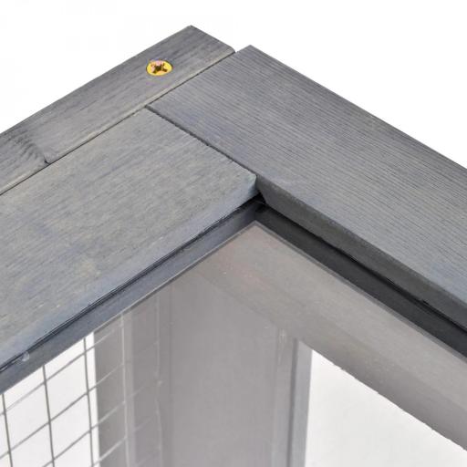 Casa para Tortugas de Madera con Techo de Malla y Paneles Laterales Transparentes Extraíbles 91x60,5x32 cm Gris [6]