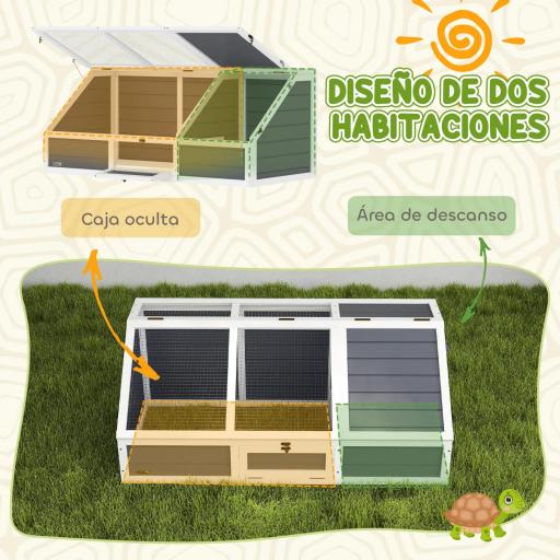 Casa para Tortugas de Madera sin Base con Tapas Abatible Puerta Frontal Abrible y Pestillos 120x55x50 cm Gris Claro [3]