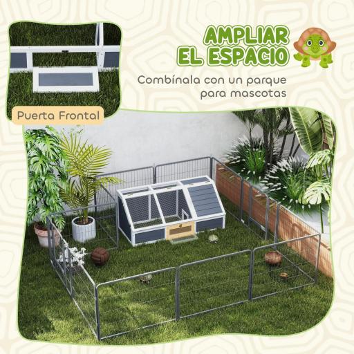 Casa para Tortugas de Madera sin Base con Tapas Abatible Puerta Frontal Abrible y Pestillos 120x55x50 cm Gris Claro [5]