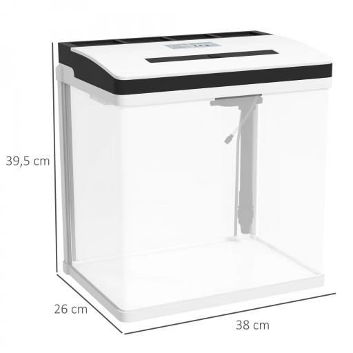 Acuario de Cristal de 28L Pecera Pequeña con Sistema de Filtro Iluminación LED Bomba de Agua 38x26x39,5 cm Blanco [1]
