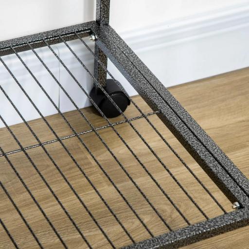 Jaula para Pájaros con Ruedas Pajarera Metálica con Perchas Comederos y Estante 81x48x162,5 cm Negro y Gris [7]