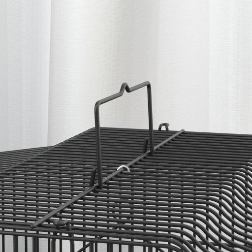 Jaula para Pájaros 46,5x36x59 cm con 2 Comederos 2 Perchas Columpio Bandeja Extraíble y Marco de Acero Negro [7]