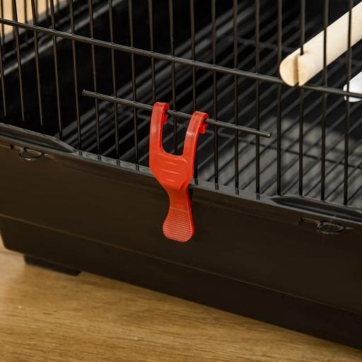 Jaula para Pájaros Pajarera con Múltiples Puertas 4 Comederos 3 Perchas Columpio Escaleras y Bandeja Extraíble para Loros Canarios Periquitos 46x36x100 cm Negro [7]