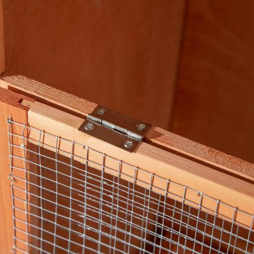 Jaula para Pájaros de Madera con 3 Puertas 4 Perchas Bandeja Extraíble y Techo Asfáltico 80,5x57x153 cm Natural [7]