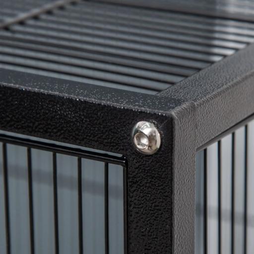 Jaula para Pájaros con 4 Ruedas Pajarera Metálica con Múltiples Puertas 4 Comederos Bebedero 2 Perchas 79x52x137cm Negro [6]